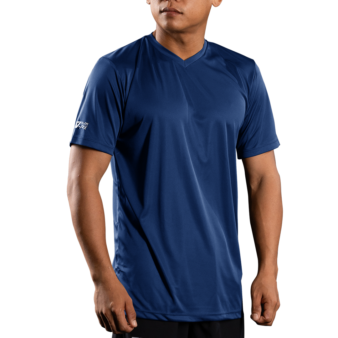 เสื้อยืดคอวีสีกรมท่า แขนสั้น VALOR PX สวมใส่สบาย เหมาะกับการออกกำลังกาย