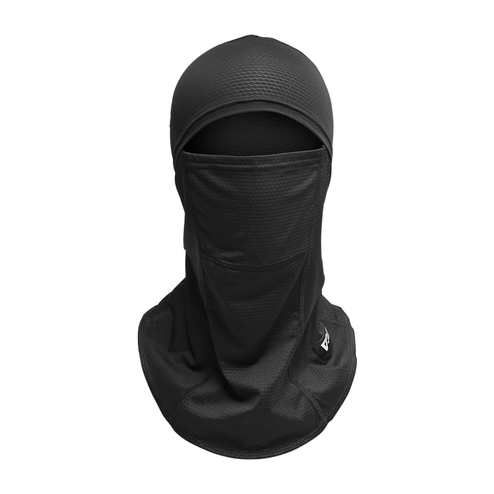 VALOR PX Air Flex Full Face Mask มุมมองด้านหน้า สีดำ หน้ากากคลุมเต็มใบหน้าและคอ ระบายอากาศดี เหมาะสำหรับทหารและอุปกรณ์ยุทธวิธี