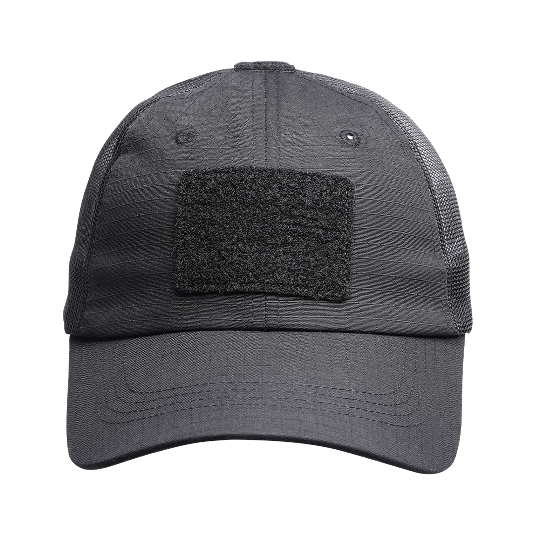 VALOR PX Tactical Mesh Cap หมวกแก็ปยุทธวิธีสีกากี มุมด้านหน้า มีแผ่นเวลโคร ระบายอากาศดี เหมาะสำหรับทหารและบุคคลทั่วไป