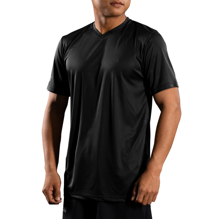 เสื้อยืดคอวี VALOR PX สีดำ แขนสั้น สวมใส่ด้านหน้า เหมาะกับทุกโอกาส