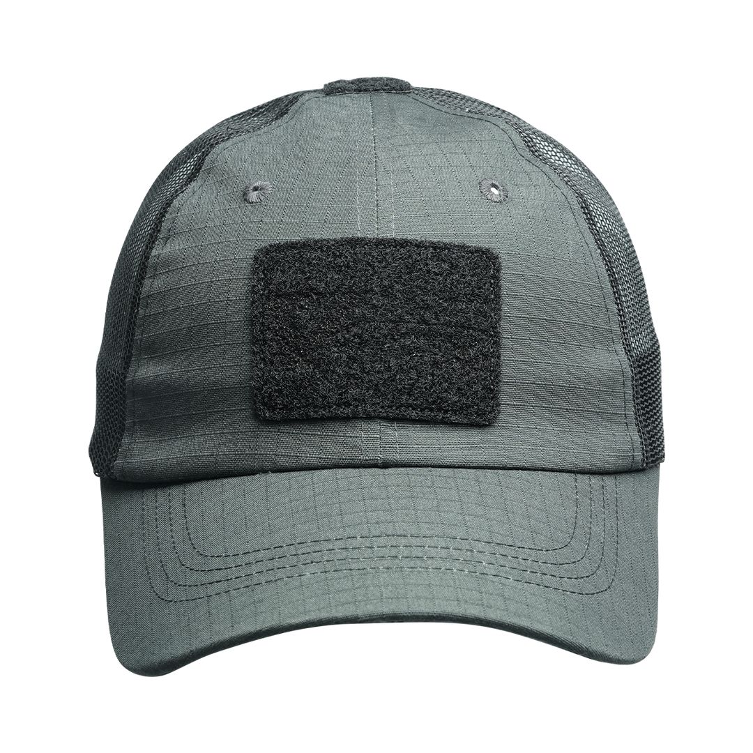 VALOR PX Tactical Mesh Cap หมวกแก็ปยุทธวิธีสีเขียวทหาร มุมด้านหน้า มีแผ่นเวลโครที่เปลี่ยนป้ายกาก ระบายอากาศ