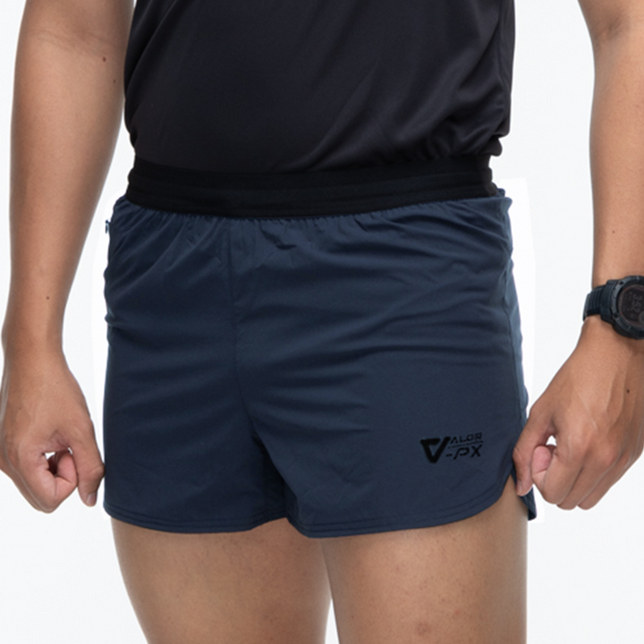 กางเกงขาสั้น VALOR PX สีกรมท่า โลโก้แบรนด์ชัดเจน เหมาะกับการวิ่งและออกกำลังกาย