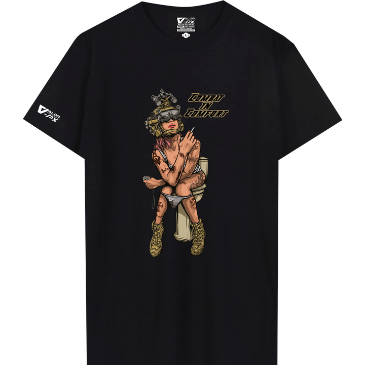 เสื้อยืดสกรีนลาย VALOR PX - Combat in Comfort T-Shirt เสื้อใส่เที่ยว ลายกราฟิก