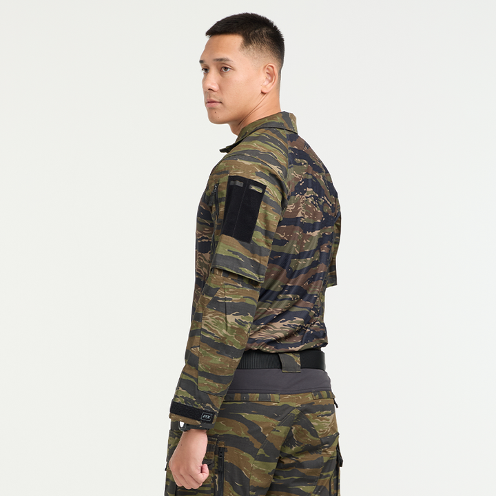 VALOR PX - NATIVE COMBAT SHIRT [Tiger Stripe] เสื้อคอมแบท ตำรวจพลร่ม