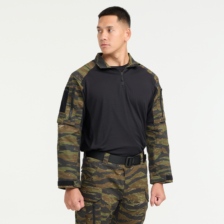 VALOR PX - NATIVE COMBAT SHIRT [Tiger Stripe] เสื้อคอมแบท ตำรวจพลร่ม