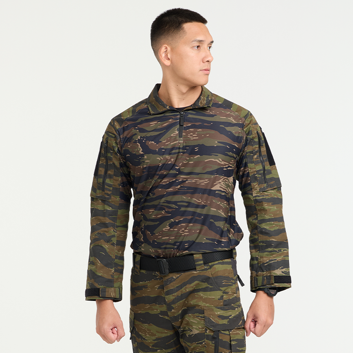 VALOR PX - NATIVE COMBAT SHIRT [Tiger Stripe] เสื้อคอมแบท ตำรวจพลร่ม