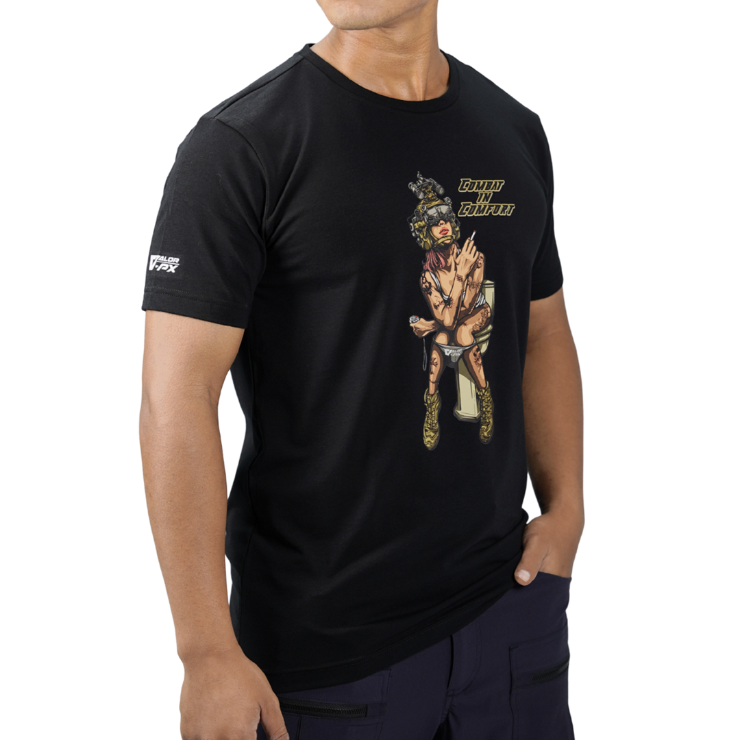 เสื้อยืดสกรีนลาย VALOR PX - Combat in Comfort T-Shirt เสื้อใส่เที่ยว ลายกราฟิก