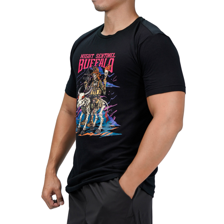 เสื้อยืดสกรีนลาย VALOR PX - Night Sentinel Buffalo T-Shirt เสื้อใส่เที่ยว ลายกราฟิก