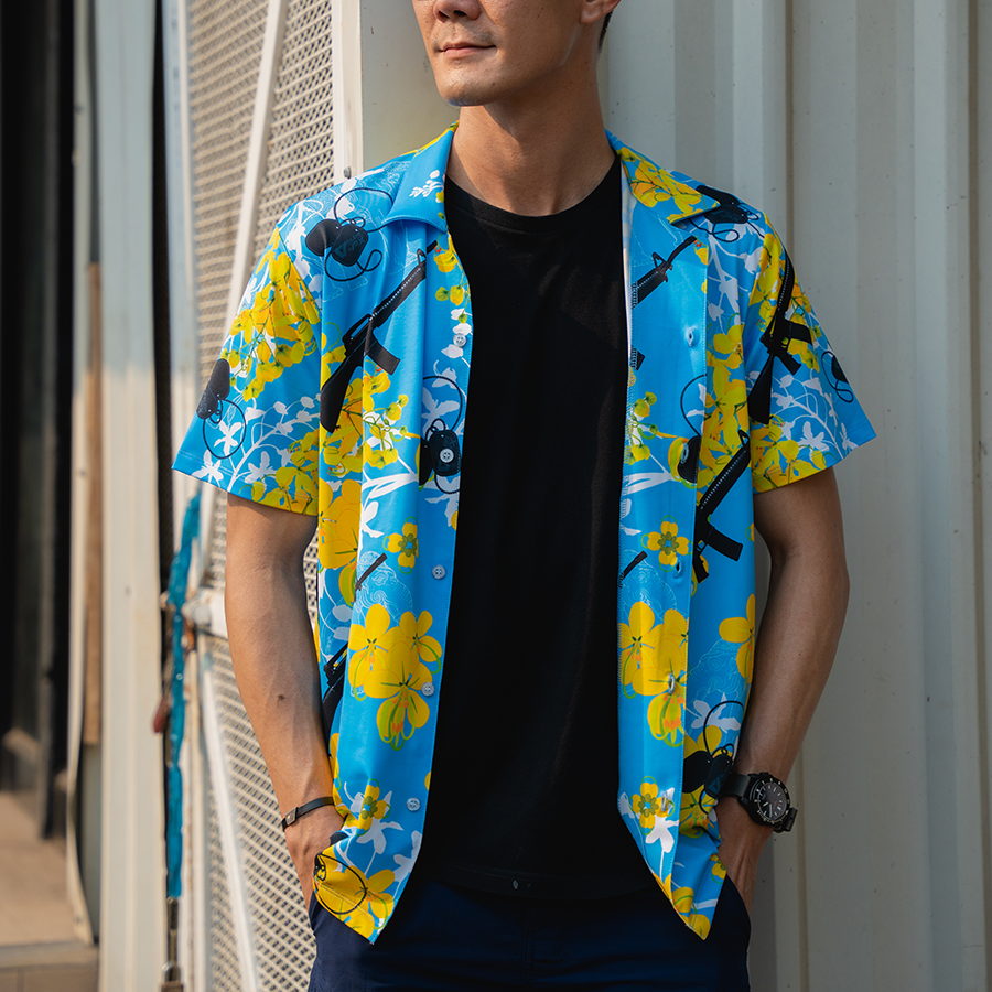 เสื้อฮาวาย VALOR PX - ไอยรา ห้าห้าหก Hawaii Shirt [Blue]