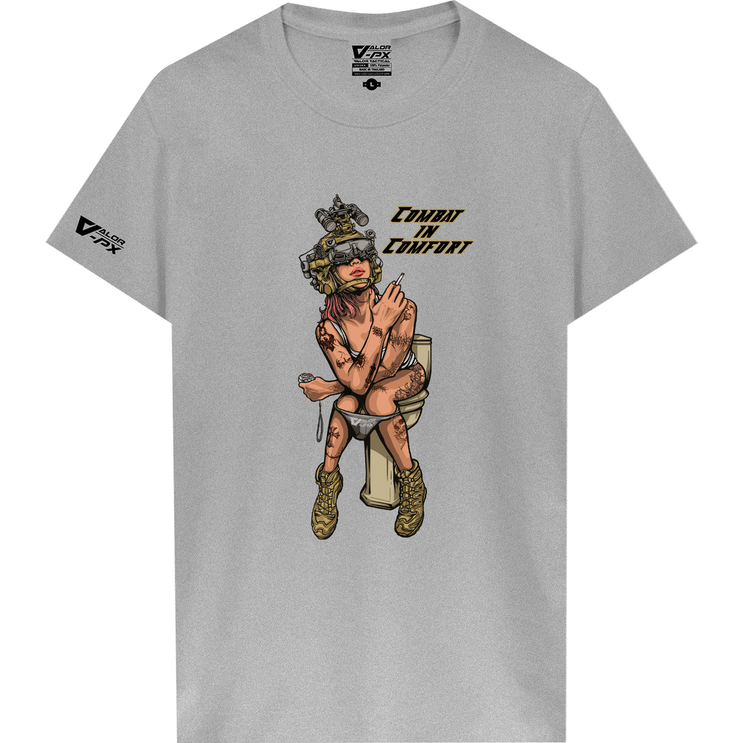 เสื้อยืดสกรีนลาย VALOR PX - Combat in Comfort T-Shirt เสื้อใส่เที่ยว ลายกราฟิก