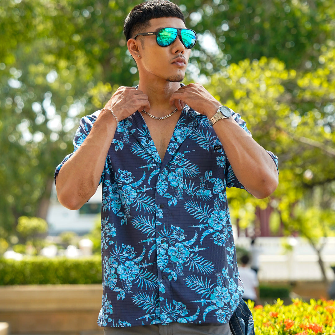 VALOR PX - Midnight Petal Hawaii Shirt